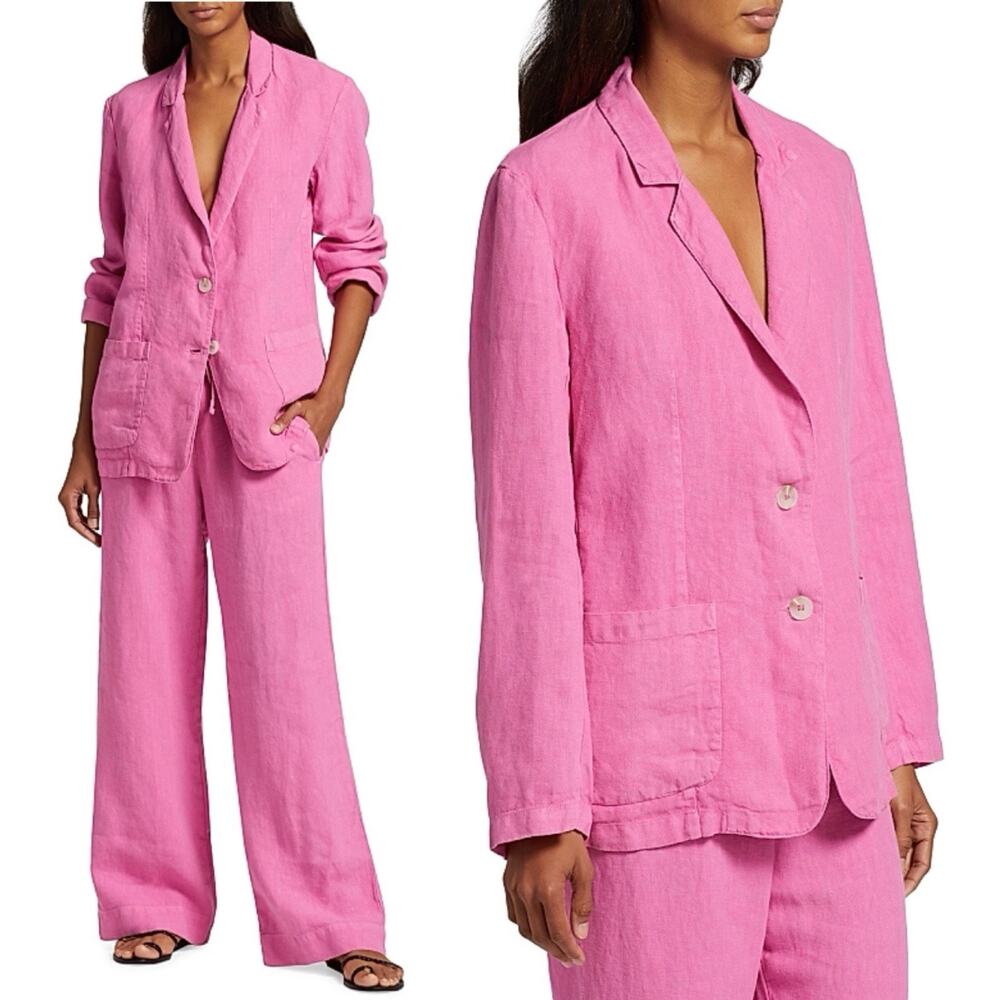 Velvet By Graham& Spencer Cassie Oversize linen blazer pink Sz S coastal preppy